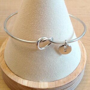 Silver Tone Knot Bracelet with Initial "S"